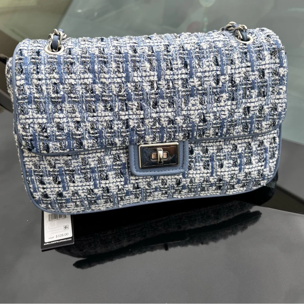 Karl Lagerfeld Chic Blue Tweed Women’s Bag GIFT READY🌺 - Picture 6 of 6